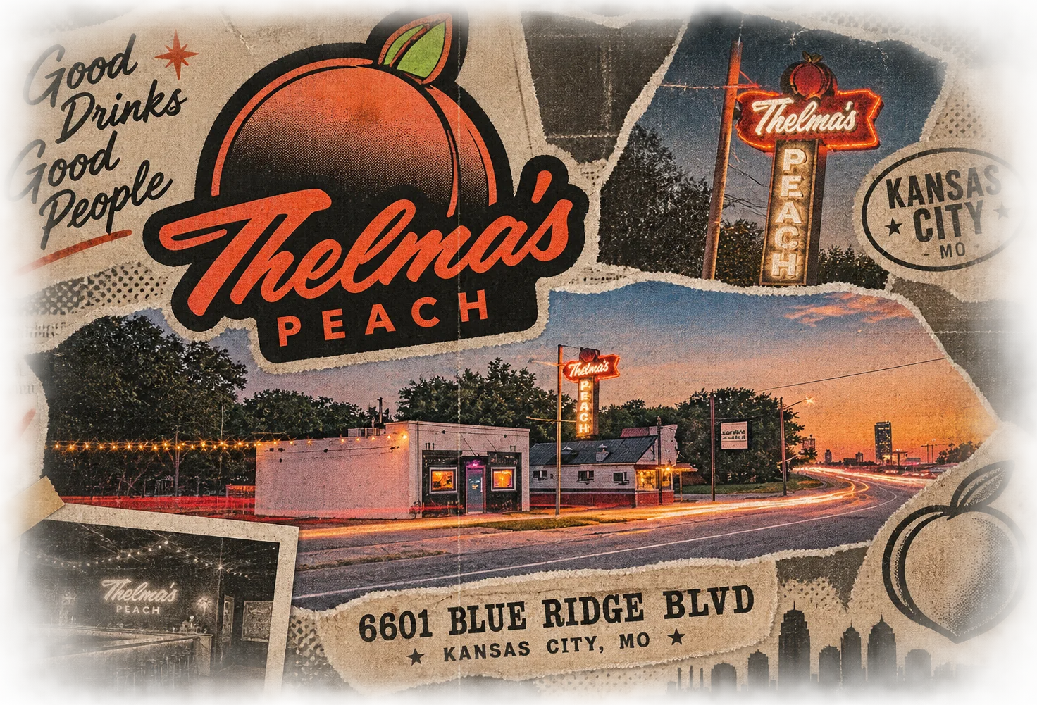 Thelma&rsquo;s Peach postcard, torn out and kept